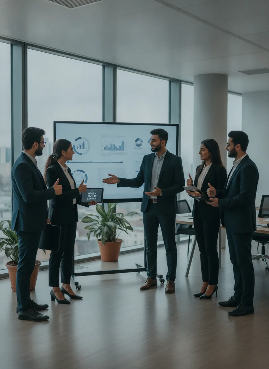 Professional Pakistani tech team presenting the final delivery