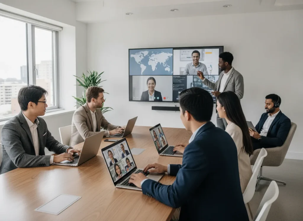 professional real photo of a diverse business technology