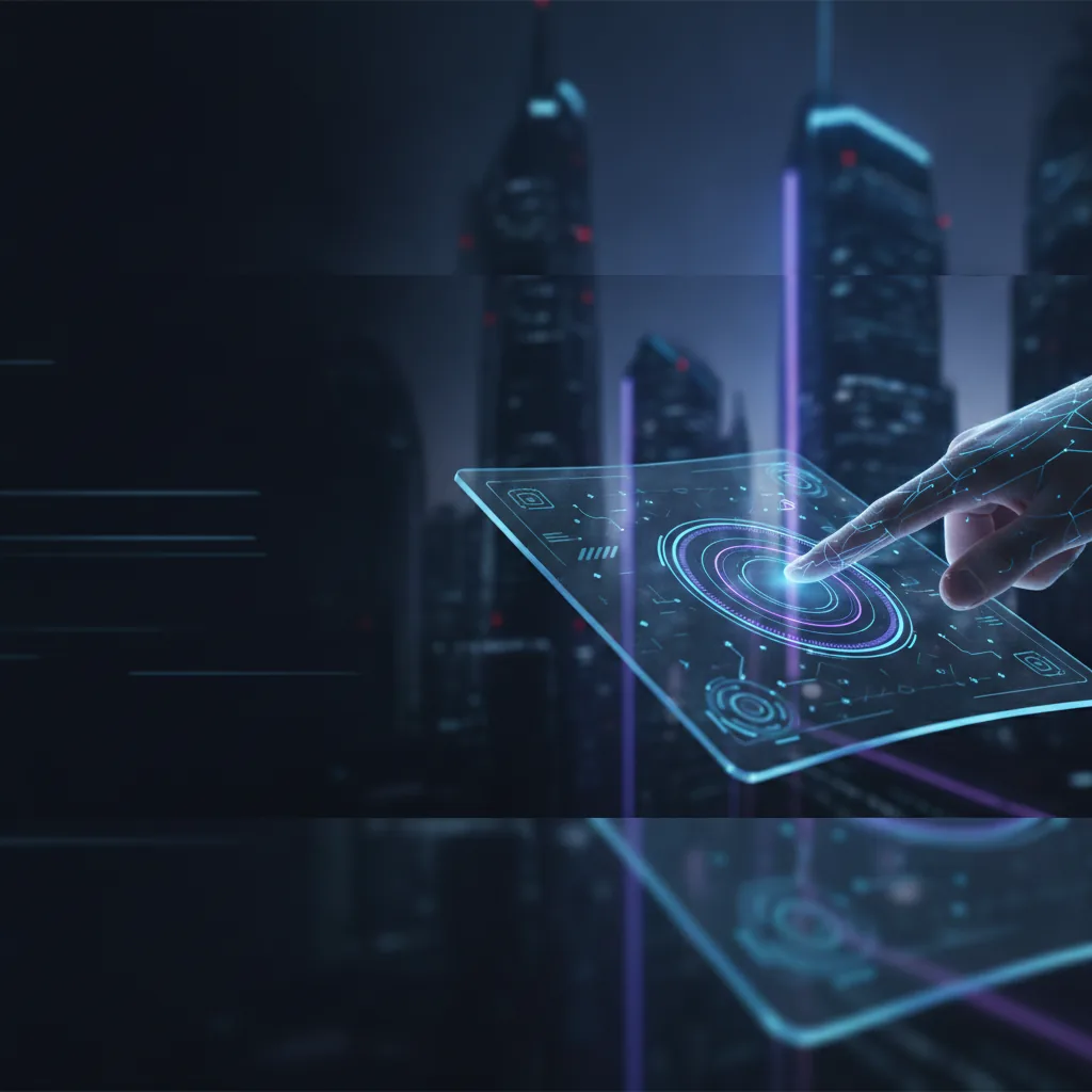 Futuristic premium-tech aesthetic, confident and human-centered mood, crisp